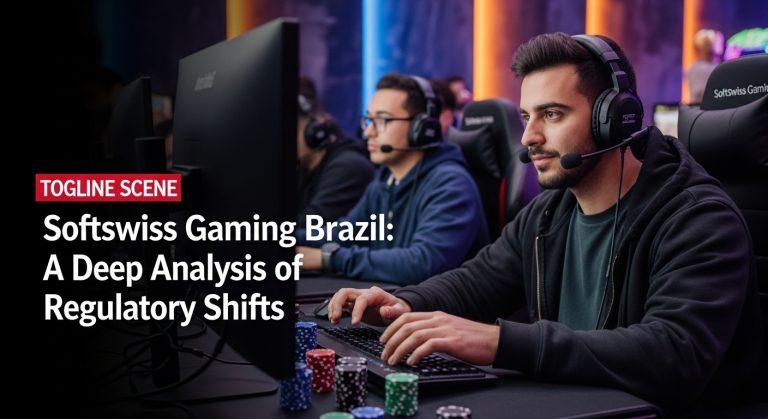 SoftSwiss branding with Brazil regulatory context in a newsroom setting