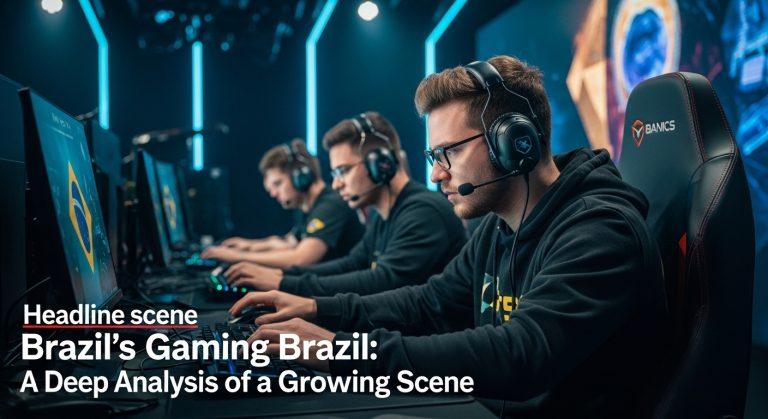 Brazilian gamers in a LAN cafe participating in a multiplayer match, reflecting Brazil's vibrant gaming culture.