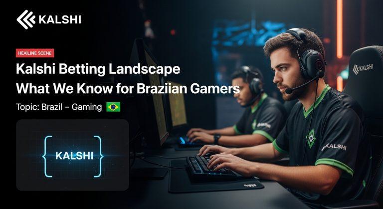 Kalshi betting and prediction markets concept art for gaming audience in Brazil.